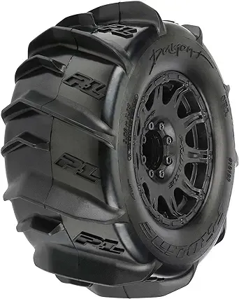 Pre-Mounted 3.8inch Dumont Z3 Compound Truck Tires 2 pcs w/ Raid 8x32 Removable Hex Black Rim For Traxxas Summit Maxx Arrma Kraton 6S BLX