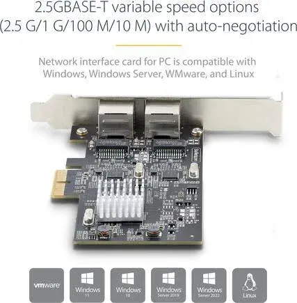 StarTech.com PR22GI-NETWORK-CARD 2-Port 2.5Gbps NBASE-T PCIe Network Card Intel