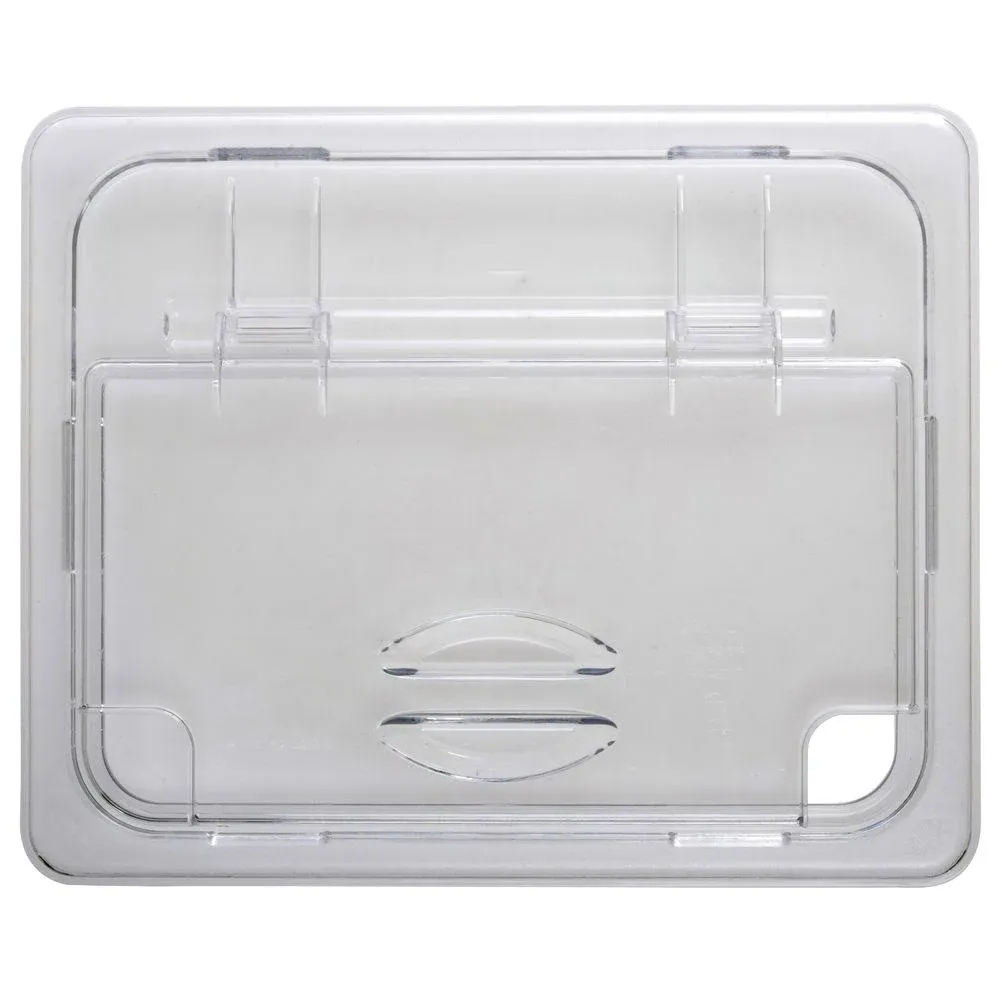 Cambro 20CWLN135 Camwear 1/2 Size Clear Polycarbonate FlipLid with Spoon Notch