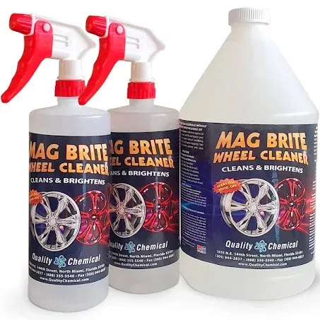 Quality Chemical Mag Brite/Acid Wheel and Rim Cleaner/Wheel and Tire Cleaner - Formulated to Safely Remove Brake Dust and Heavy Road Film - Best Car Wheel Cleaner for Rims Cleaner - 1 Gallon Combo