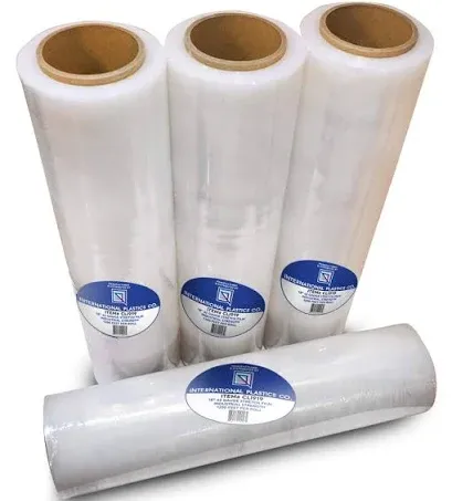 18" 70 Gauge Plastic Stretch Film/Wrap 1200ft 500% Stretch Clear Cling Durable Adhering Packing Moving Packaging Heavy Duty Shrink Film (Clear, 4 Pack)