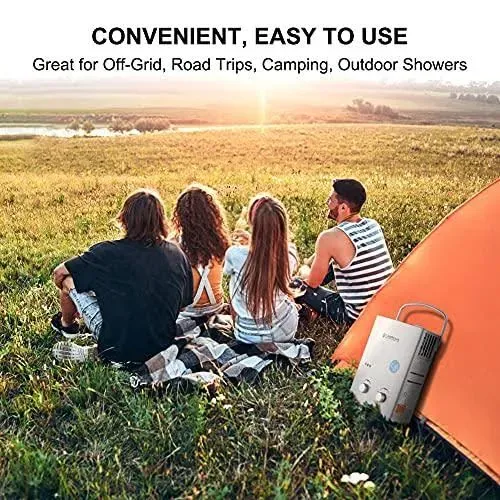 Camplux 5L 1.32 GPM Outdoor Portable Propane Tankless Water Heater - Silver