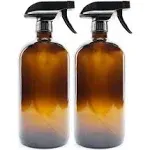 Cornucopia Brands 32oz Amber Glass Spray Bottles (2-Pack); Brown Bottles w/ 3-Setting Trigger Sprayers; Includes Caps for Storage