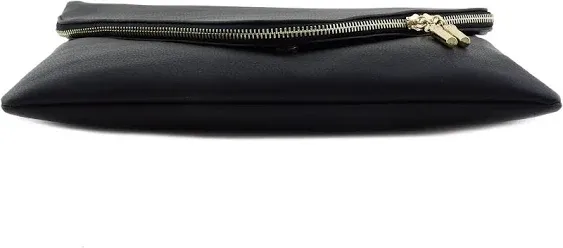 FashionPuzzle Large Envelope Clutch Bag with Chain Strap (Black)