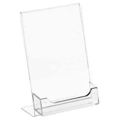 Dazzling Displays 10-pack Acrylic 4x6 Slanted Sign Holders with Business Card Holder