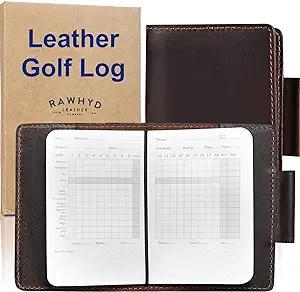 RAW HYD Refillable Golf Scorecard Holder– Full Grain Leather Golf Yardage Book Cover w/Golf Scorecard Book, Pencil Holder & Card Slot – Great Gift for Golfers - Unique Golf Gifts for Men & Women