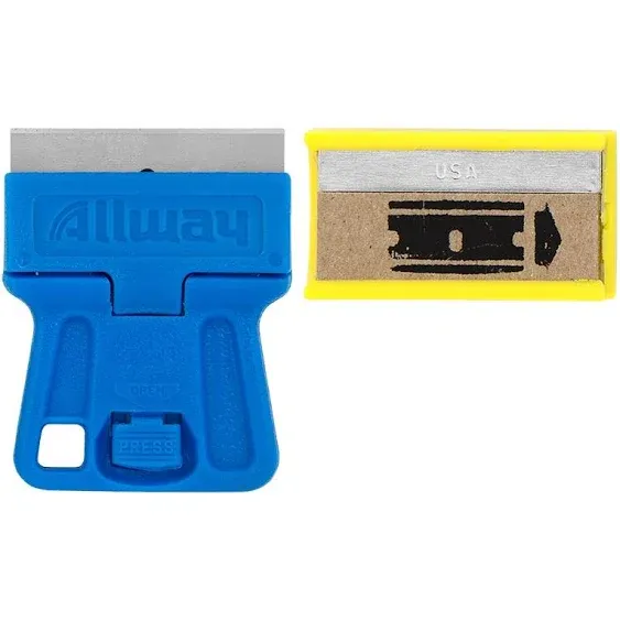 Allway GSM5 Mini Glass Scraper with 5 Extra Steel Razor Blades