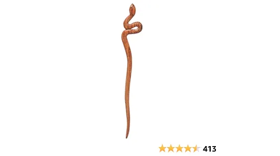 Mary Crafts Wooden Brown Snake Hair Pin, Hair Stick, Hair Fork, Hair Accessory Handmade 6.9"