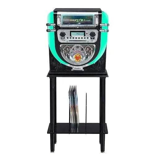 Boston Tabletop Jukebox Record Player Entertainment System with Stand