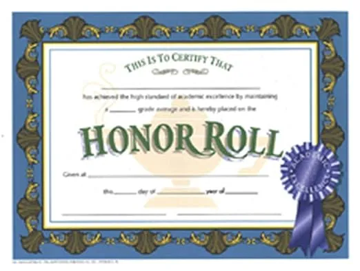 Flipside Products Honor Roll Certificate, Recognition, Award Students, Incentive, High Honors, 8.5" x 11", 30 Pack