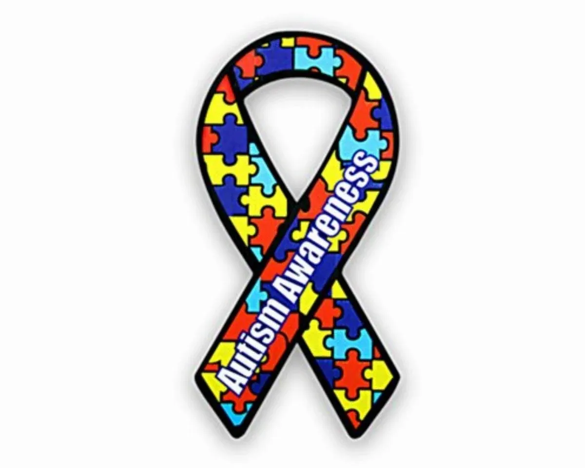 50 Large Paper Autism Ribbons for Decoration or Fundraising - Autism Awareness Puzzle Piece Ribbon Cut Out Decorations (1 Pack/50 Ribbons)