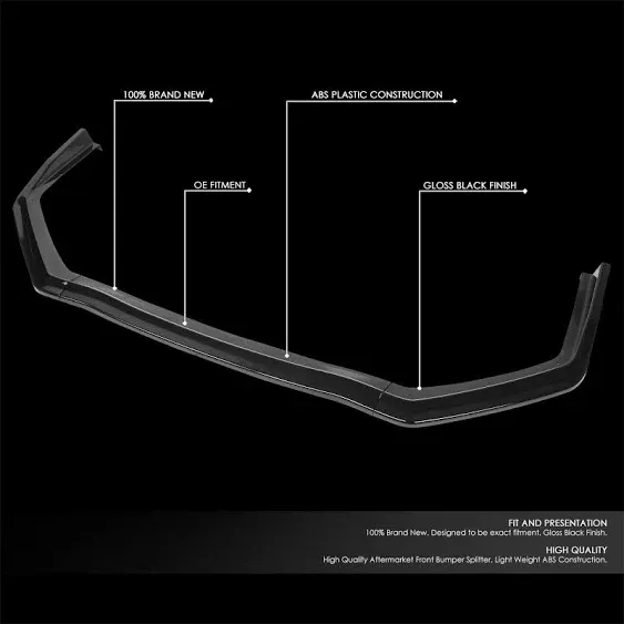 DNA Motoring ZTL-Y-0233 3Pc CS-Style Front Bumper Lip Splitter Trim Protection Under Chin Spoiler Compatible with 15-20 WRX STI Sedan,Gloss Black