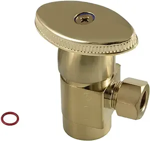 Kingston Brass CD43307VA Americana 1/2"IPS x 3/8"O.D. Anti-Seize Deluxe Quarter Turn Ceramic Hardisc Cartridge Angle Stop, Brushed Brass