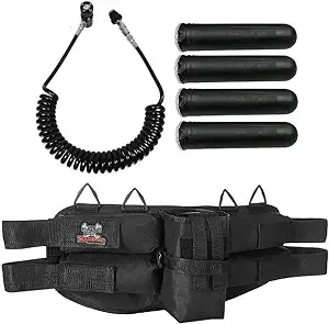 Maddog Paintball Harness with Pods & Quick Disconnect Paintball Tank Remote Coil , Compressed Air (HPA) & CO2 Compatible Quick Disconnect Remote Coil Combo