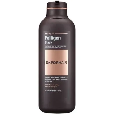 Dr.FORHAIR Folligen Black Biotin Shampoo | Folligen Black Effect Complex - Gradually Darken the Hair