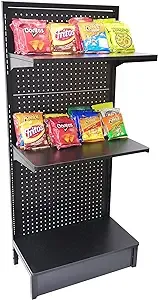 FixtureDisplays® 24.0" X 15.5 X 54.0 Gondola Rack Stand with Two Shelves Black 19418-NF