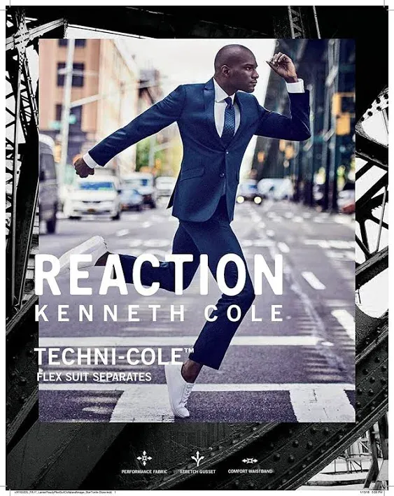 Kenneth Cole Reaction Techni-Cole Suit Separate Stretch Pants - Blue