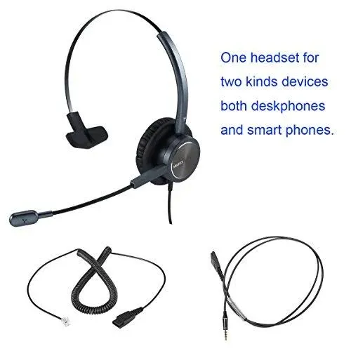 Mairdi Telephone Headset with RJ9 & 3.5mm Jack for Office Landline Deskphone Cell ...