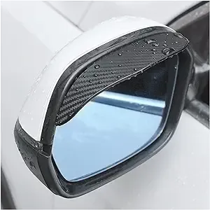 2PCS Carbon Fiber Black Rear View Side Mirror Rain Visor Guard For Car Suv Truck