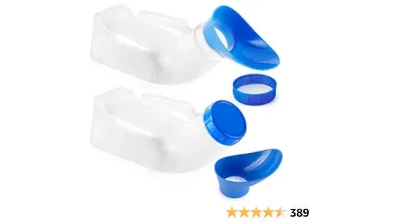 Unisex Urinal Bottle (2 Pack) - Portable Urinal for Women & Men - Female Urinal with Lid - 32 Oz Female Urination Device - Women Pee Funnel Cup for Emergency, Travel, Car & Camping - Stock Your Home