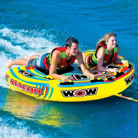 Wow Sports – Macho Combo Towable Tube for Boating – Multiple Riding Positions – 1-3 Person 510 lbs Capacity - Inflatable Boat Tube - Youth & Adults