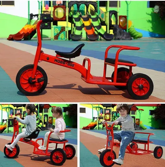 Kids Tricycle for Riders Ages 3-5 Preschool Playground Kids Tricycles, Daycare Toddler Tandem Trike，Children Tandem Bike, Outdoor Playground Equipment Trike