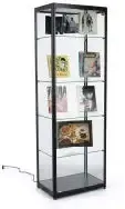 Displays2go 2 Foot Wide Display Cases with Corner Lighting – Black (DCKDMT24B)