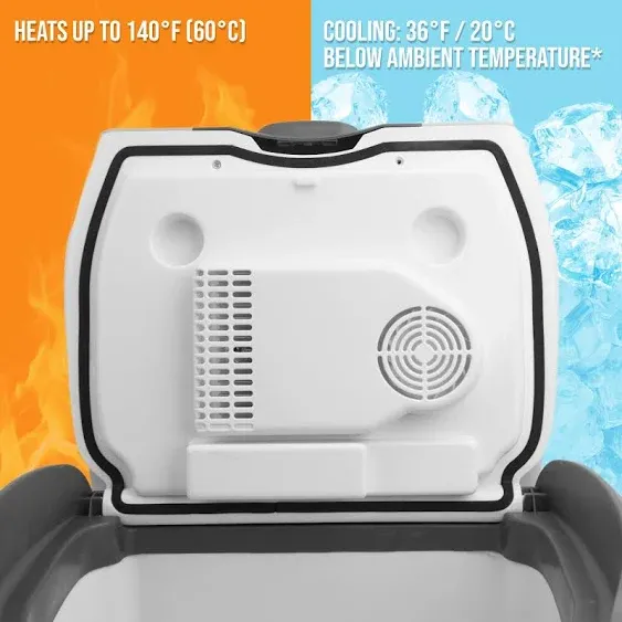 Wagan EL6225 12V Personal Thermoelectric Cooler/Warmer, 24 Liter Capacity, Portable Electric Car Cooler Warmer with 12/24V DC, 12V Small Fridge for Car, RV, and Camping Use, UL Listed