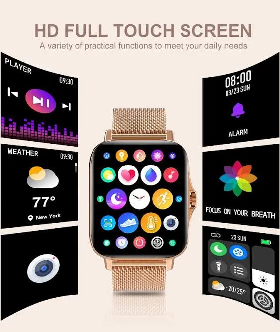 Iaret Smart Watch for Women(Call Receive/Dial), Fitness Tracker Waterproof Smartwatch for Android iOS Phones 1.7" HD Full Touch Screen Digital Watches with Heart Rate Sleep Monitor Pedometer