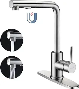 CREA Kitchen FaucetsBrushed Nickel Kitchen Faucet with Pull Down SprayerStain..<wbr/>.