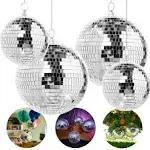 Pack of 4 Large Disco Balls - Disco Ball Set - Hanging Disco Balls Decor - Large Disco Ball for Room Decoration Different Sizes Bulk Disco Ball Centerpiece (6 inch and 12 inch)