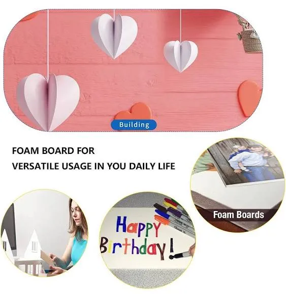 AYAYGD 15 Pack White Foam Board for Projects, 12 x 16.5inch Foam Core Baking Board Mat Board Center, 3/16Inch Thick Polystyrene Foam Sheet for School,