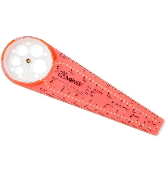 hand2mind Safe-T Math Compass, 10 in. Orange Compass, Compass for Geometry, Compass Drawing Tool, Dysgraphia Tools for Kids, Circle Drawing Tool, Compass Set, Math Classroom Supplies (Set of 12)