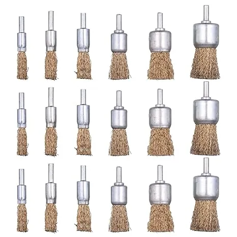 18 Pack Wire End Brush Set, Brass Wire Brush for Drill , Wire Wheel for Drill 1/4 Inch Shank, Wire Wheel Brush for Drill, Wire Drill Brush Attachment