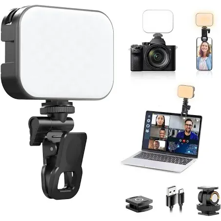 ULANZI VL100X Selfie Light, LED Video Camera Light, Portable Clip on Light Panel for Camera/Phone/Laptop/Tablet/Computer, 2000mAh, 2500-6500k Rechargeable Fill Light for Picture/TikTok/Makeup/Vlog