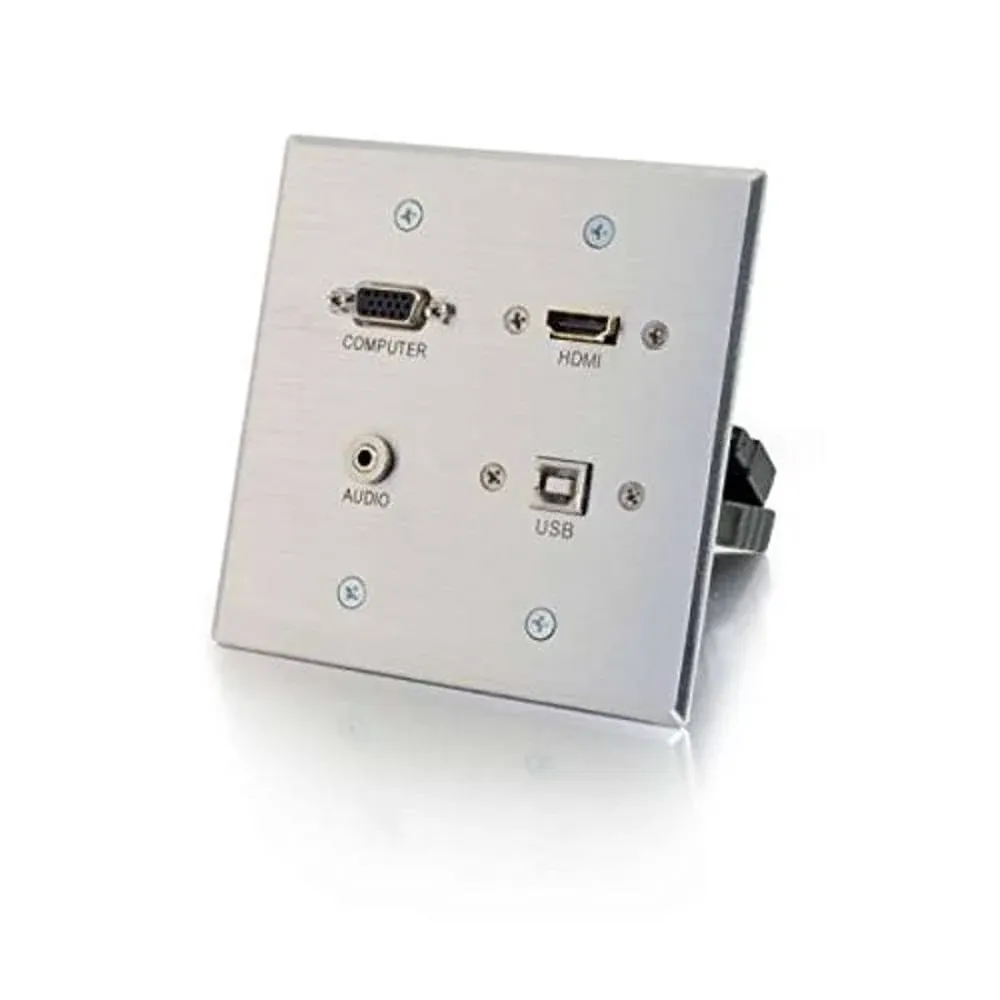 Legrand - C2G HDMI/VGA Wall Plate, Brushed Aluminum Pass Through Wall Plate ...