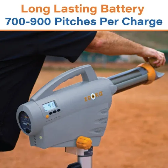 Zooka ZS720 Baseball Pitching Machine - Throws Balls 10-50 MPH - Cordless Battery Powered Pitching Machines for Youth Baseball - Adjustable Pitching Machine Baseballs - Short Tripod for Kids 8 & Under