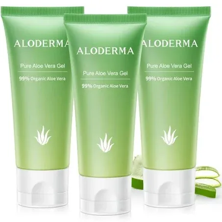 Aloderma 99% Organic Aloe Vera Gel for Face Made within 12 Hours of Harvest, Natural Hydrating Pure Aloe Vera Gel for Soothing Skincare, Moisturizing Aloe Gel for Skin, Face, Sensitive Skin, 4oz - 3ct