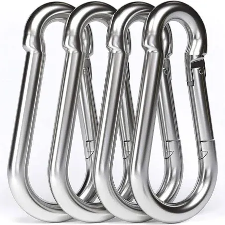 dimok Heavy Duty Carabiner Clips Stainless Galvanized Carbon Steel Spring Snap Hook Set for Camping Swing Boating Hammock Hiking 3 1/2 Inch