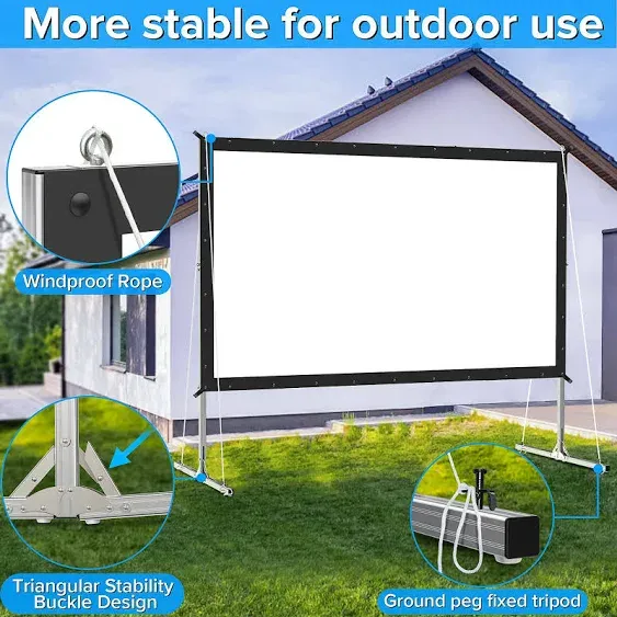 Projector Screen and Stand,JWSIT 80 inch Outdoor Movie Screen-Upgrade<wbr/>d 3 Laye...