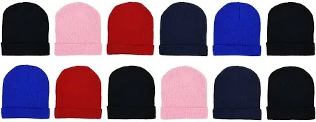 Winterlace 12 Pack Winter Beanie Hats for Men Women, Warm Cozy Knitted Cuffed Skull Cap, Wholesale