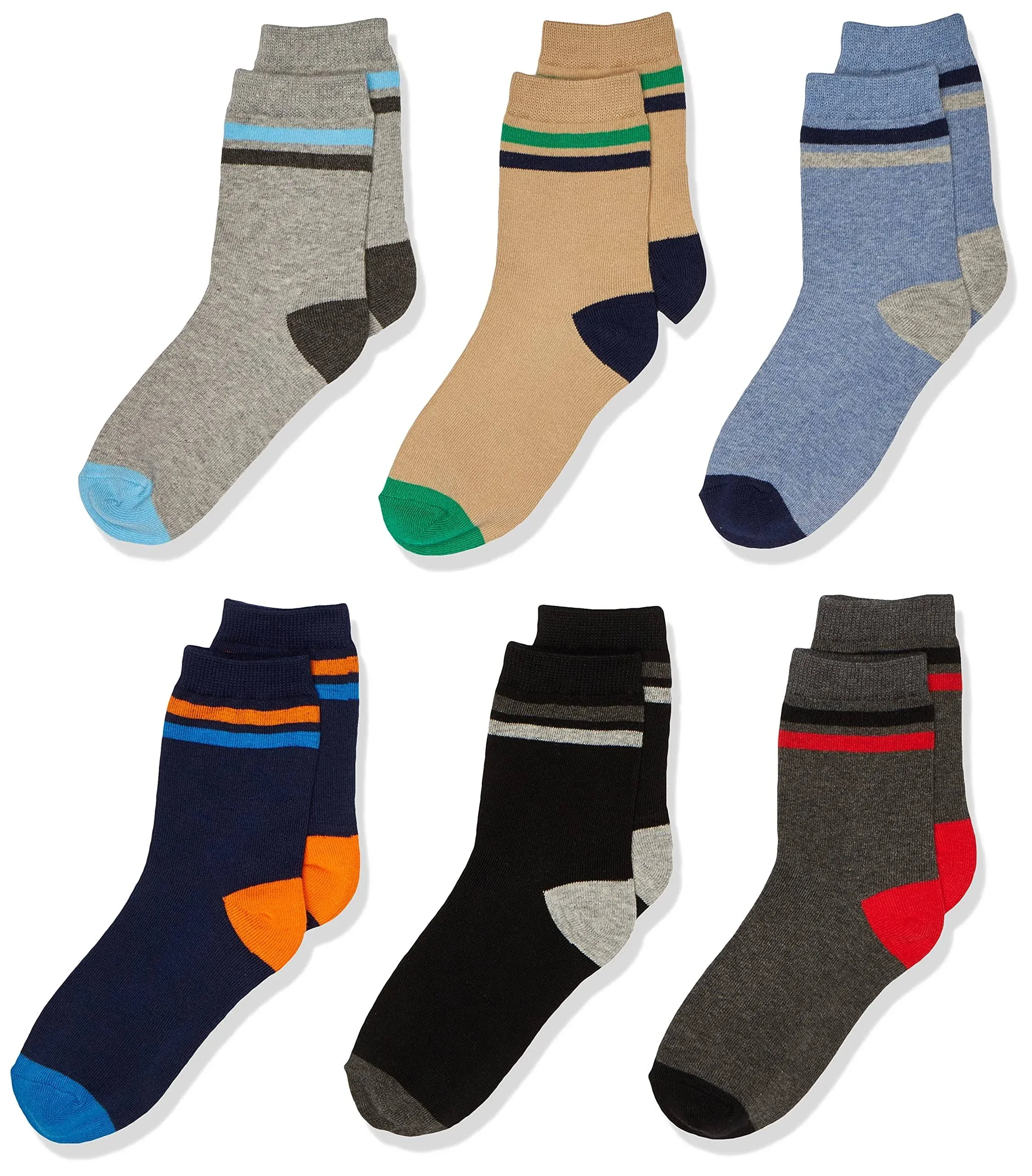 Jefferies Socks Boys' Multi Stripe Crew Socks 6 Pack