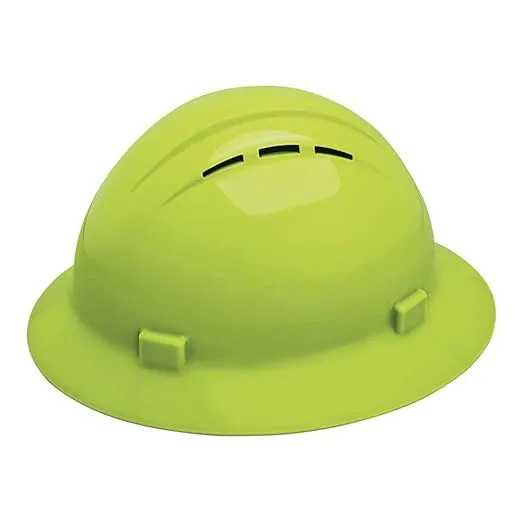 Full Brim Hard Hat, Type 1, Class C, Pinlock (4-Point), Hi-Vis Lime