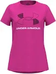 Under Armour Girls' Tech Big Logo Short Sleeve T-Shirt in Rebel Pink - YXS