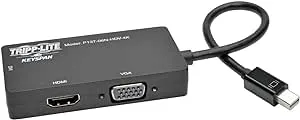 Tripp Lite Keyspan Mini DisplayPort to VGA/DVI/HDMI, All-in-One DP 1.2 Converter Adapter, Thunderbolt 1 & 2 Compatible, 4K HDMI 30Hz, Black, (P137-06N-HDV-4K)