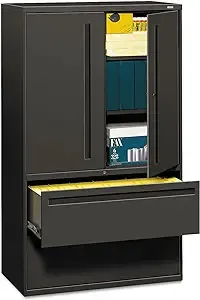 HON 2-Drawer with 3 Shelves Office Filing Cabinet - Brigade 700 Series Lateral File Cabinet, 19.25"D, Charcoal (H795)