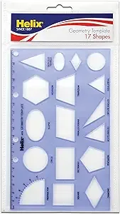 Maped Helix USA - Geometry Shapes Drawing Template - 17 Shapes - Educational Tool - Enhances Precision - Ideal for Drafting & Design - 20cm Ruler