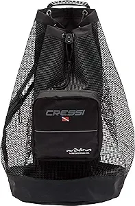 Cressi Heavy Duty Mesh Backpack 90 Liters Capacity for Scuba Diving, Water Sport Gear | Roatan: Designed in Italy, Black, One Size (UB936000)