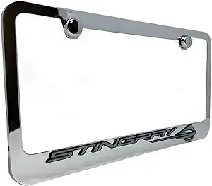 C8 Corvette Stingray License Plate Frame - Chrome with C8 Stingray Fish Logo