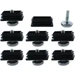 Leveling Feet 25 x 50mm Rectangle Tube Inserts Kit Furniture Glide Adjustable Leveler for Chair Desk Leg 8 Sets